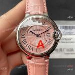 Swiss Quartz | TWF Cartier Men's 36mm Ballon Bleu new Pink Roman Watch